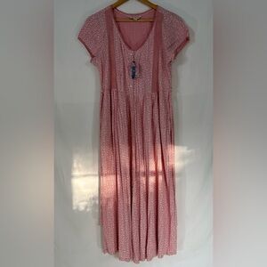 April Cornell Midi Dress Dusty Pink Lace Small Retro Button Down Retro New